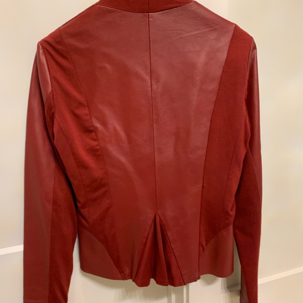 bagatelle Red Tie-Front Leather Sleeve Jacket - Picture 3 of 6